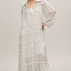 By Anthropologie Long-Sleeve Smocked Tiered Maxi Dress